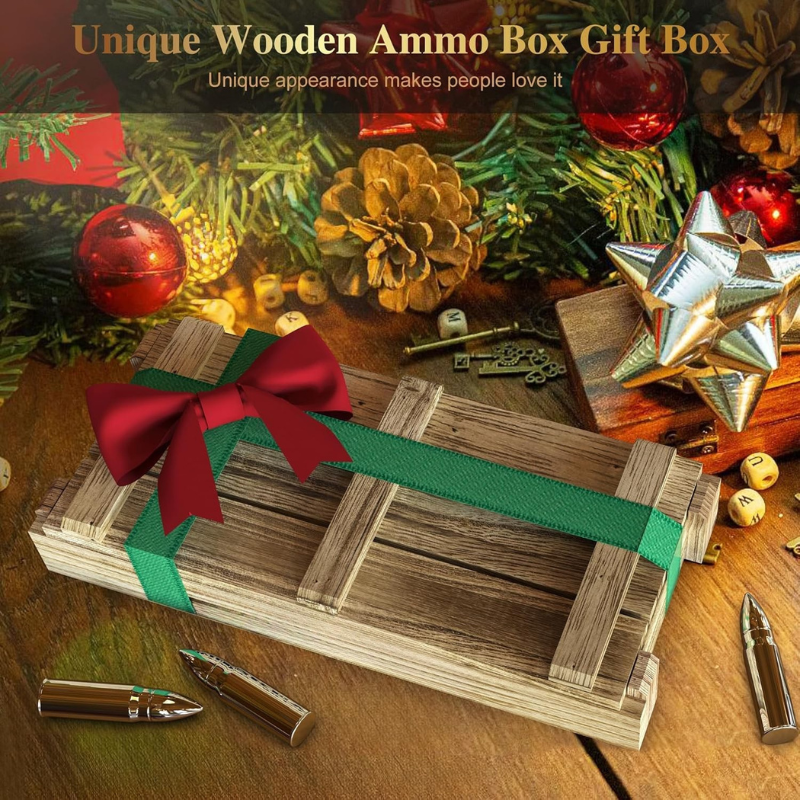 Bullet Shape Whiskey Ice Stones 8 Piece With Wooden Gift Box