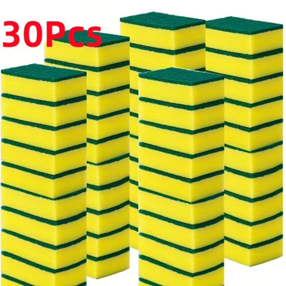 Dual Action Absorbent Kitchen Scrubber Sponge - Heavy Duty Dish Cleaning Pads for Pots, Pans & Countertops