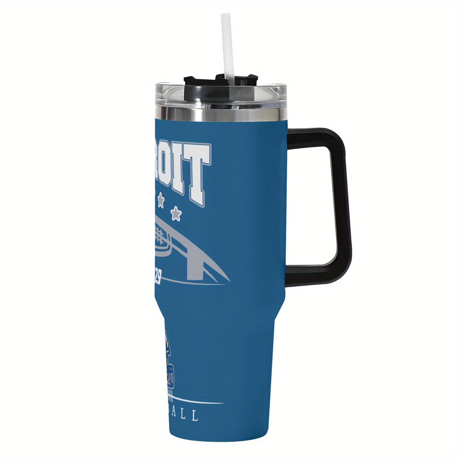 Detroit Insulated Tumbler Cup with Handle, Lid & Straw
