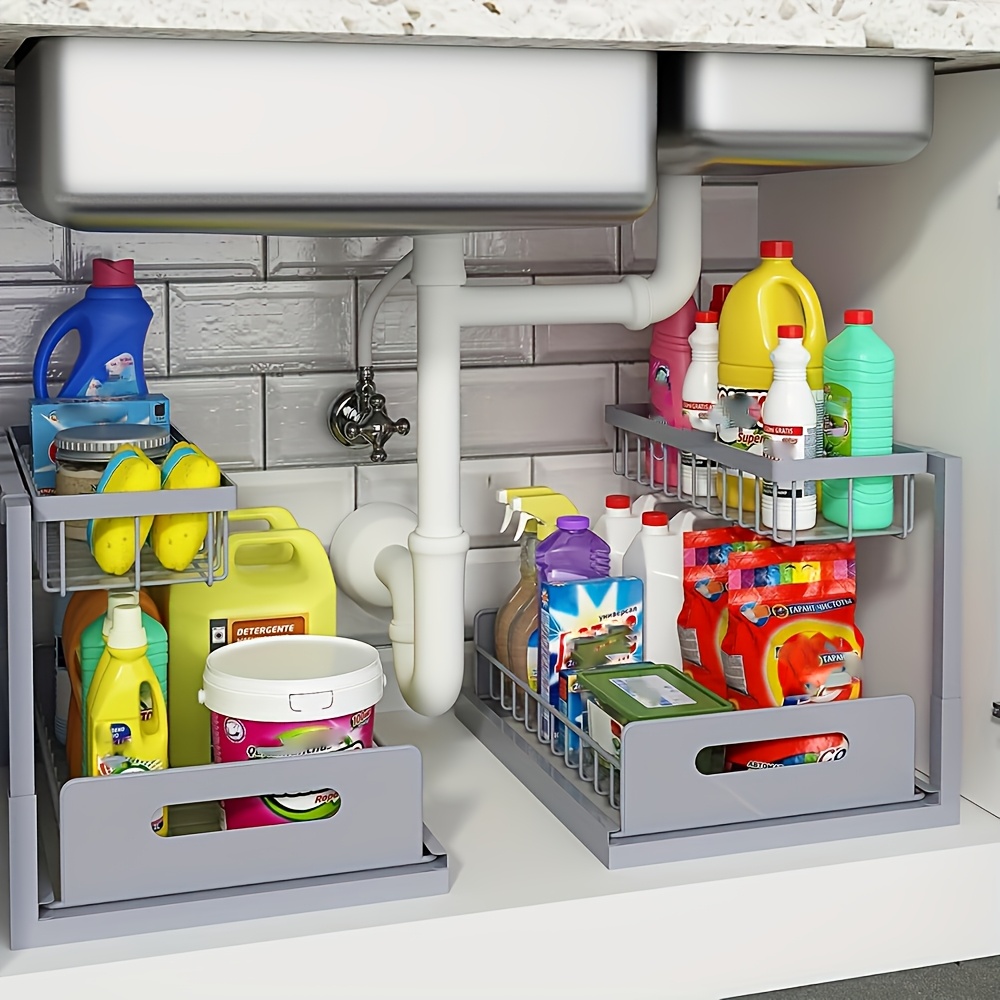 Two Tier Cabinet Organizer For Bathroom And Kitchen