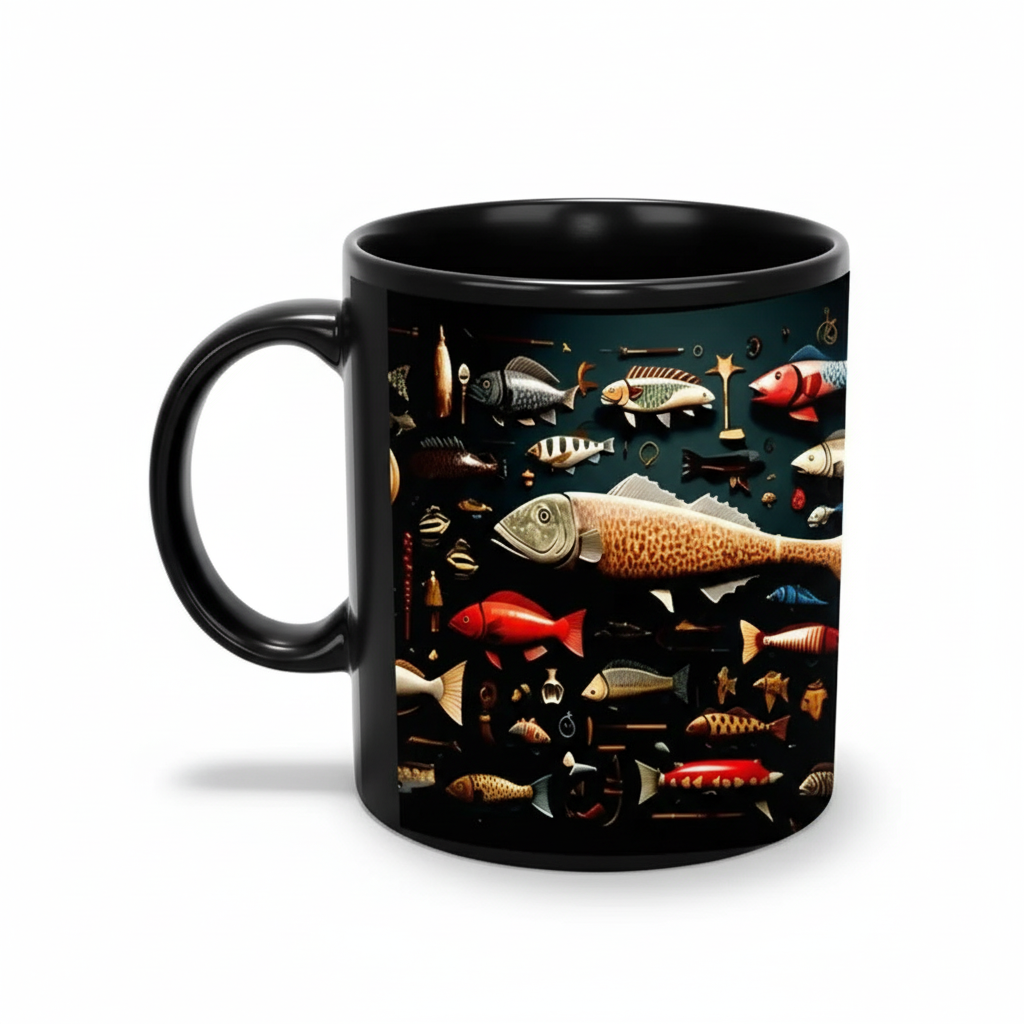 Born To Fish Printed Ceramic Coffee Mug