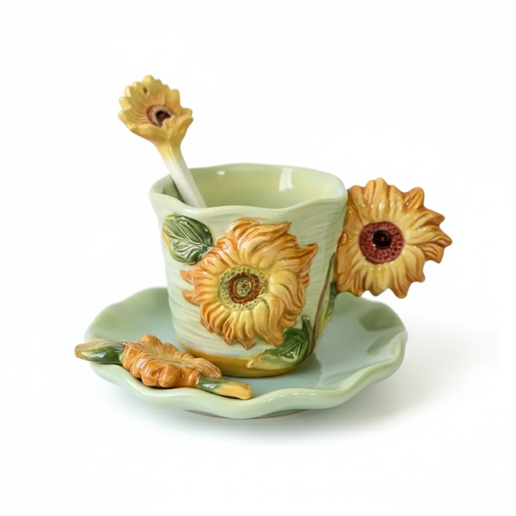 Ceramic Mug Set With Plate And Spoon