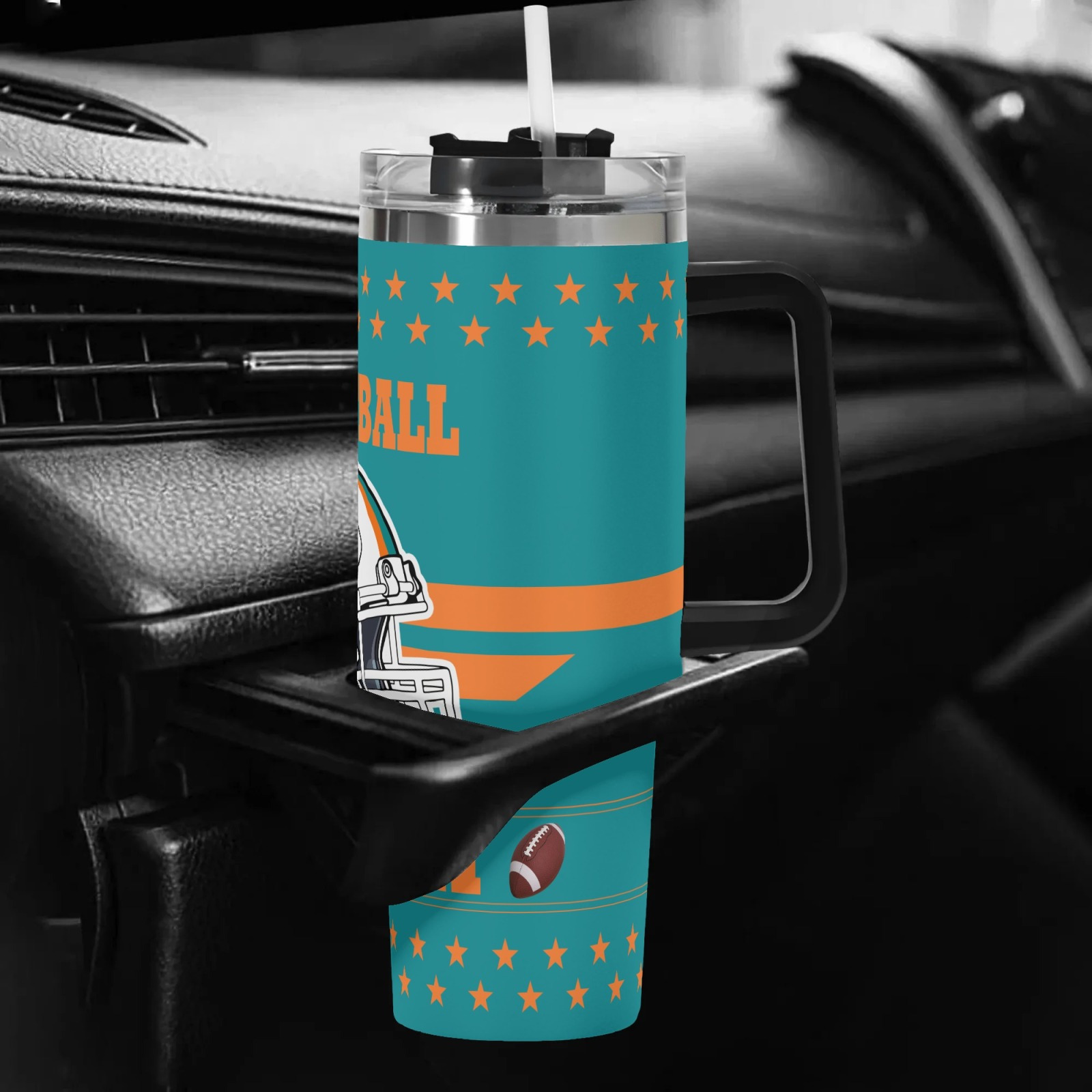 40oz Miami Dolphins Football Team Themed Stainless Steel Travel Tumbler
