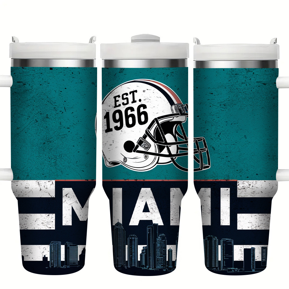 40oz Miami Football Tumbler with Straw