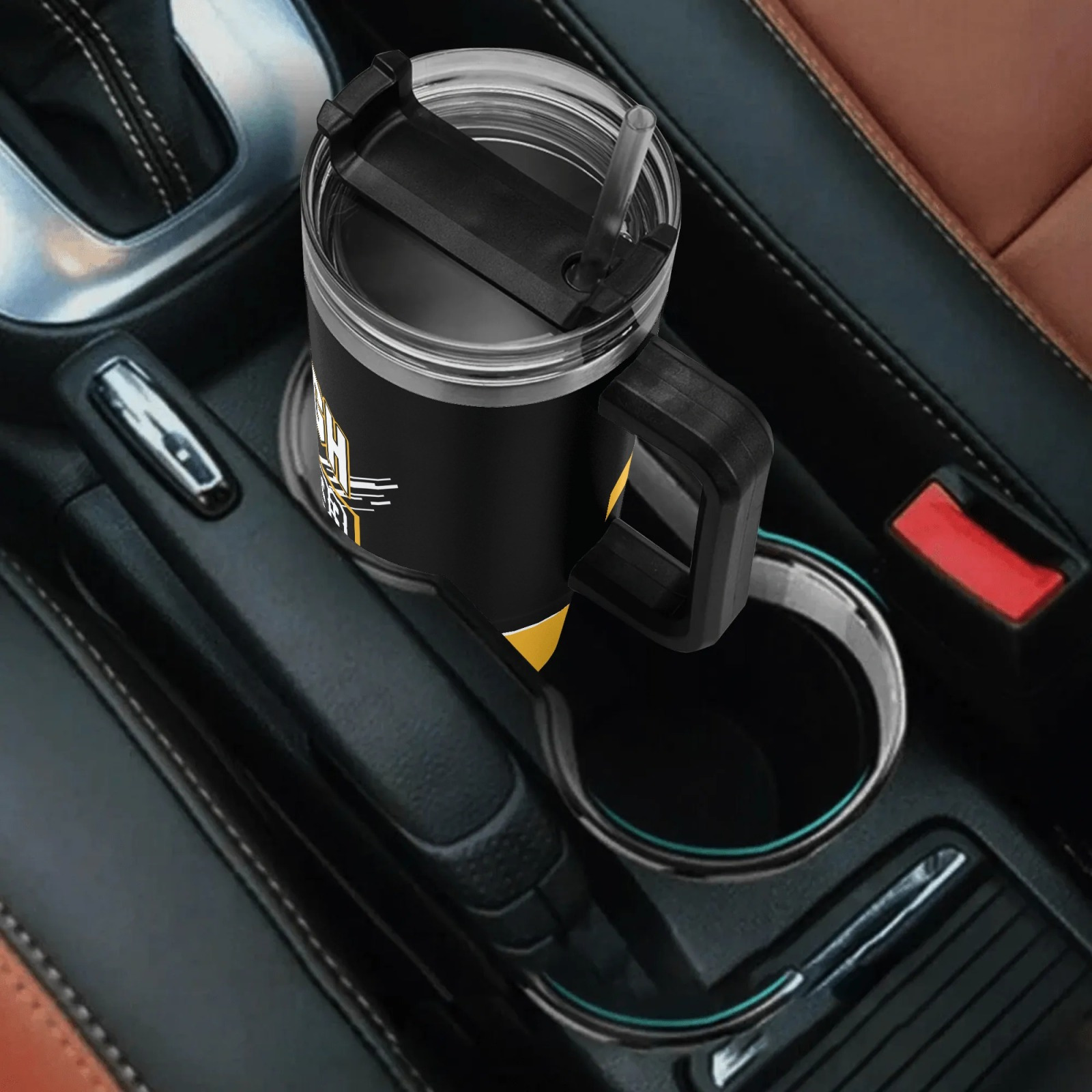 Pittsburgh Football Tumbler Featuring a Lid And Straw