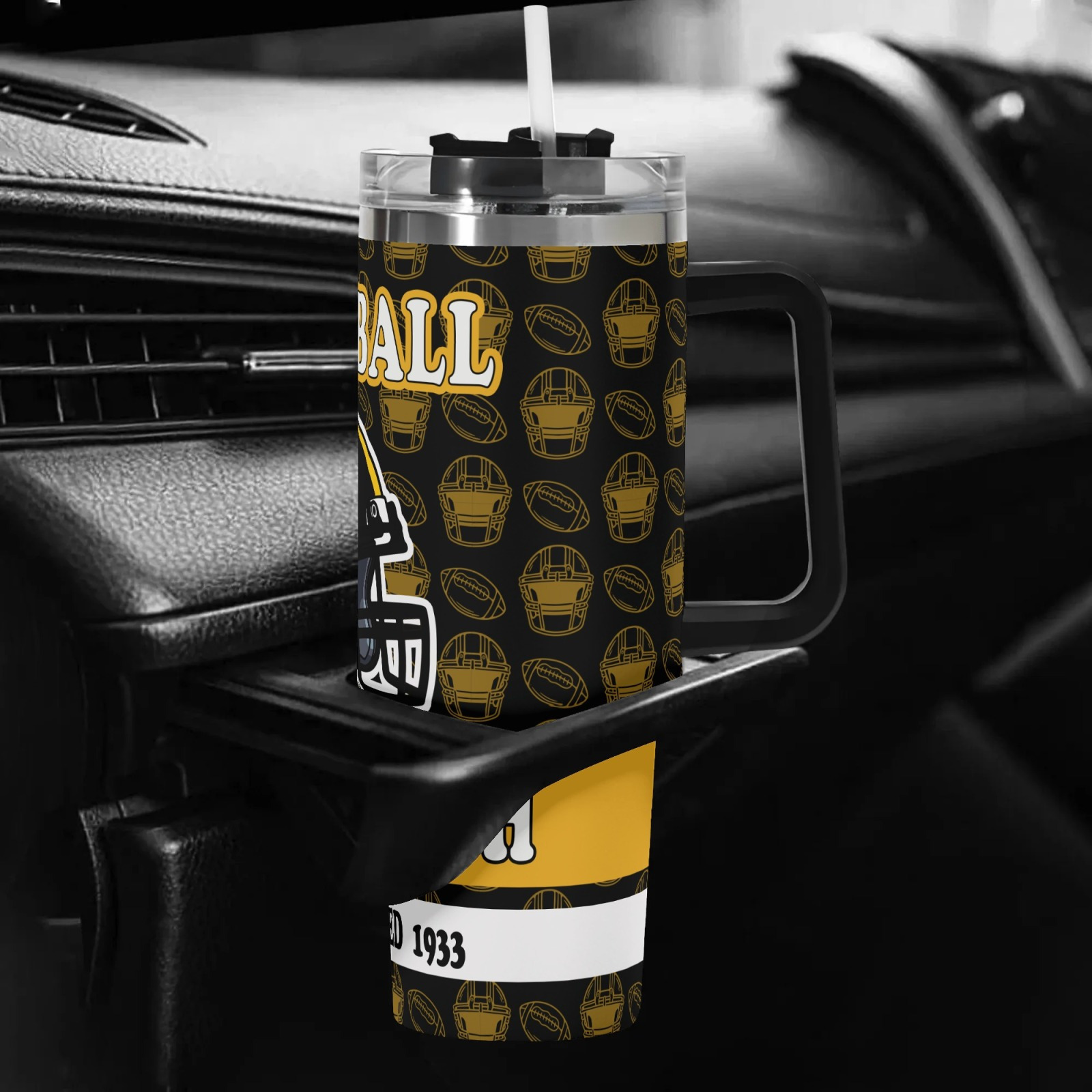 40oz Pittsburgh Football Team Themed Stainless Steel Travel Tumbler