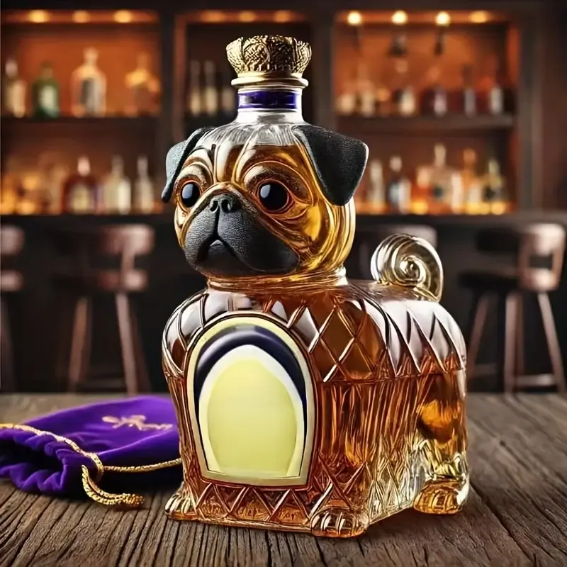 Adorable Pug Shaped Wine And Whiskey Decanter