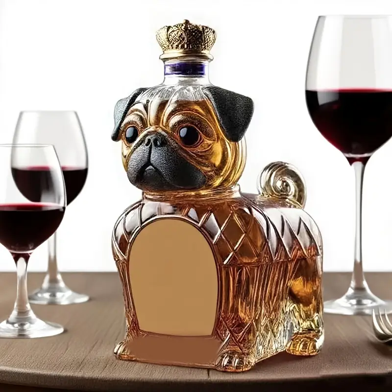 Adorable Pug Shaped Wine And Whiskey Decanter