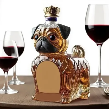 Adorable Pug Shaped Wine And Whiskey Decanter