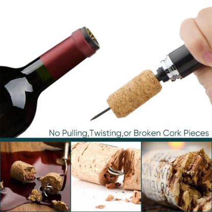 Portable Air Pressure Corkscrew Cork Remover-Wine and Whiskey Decanter