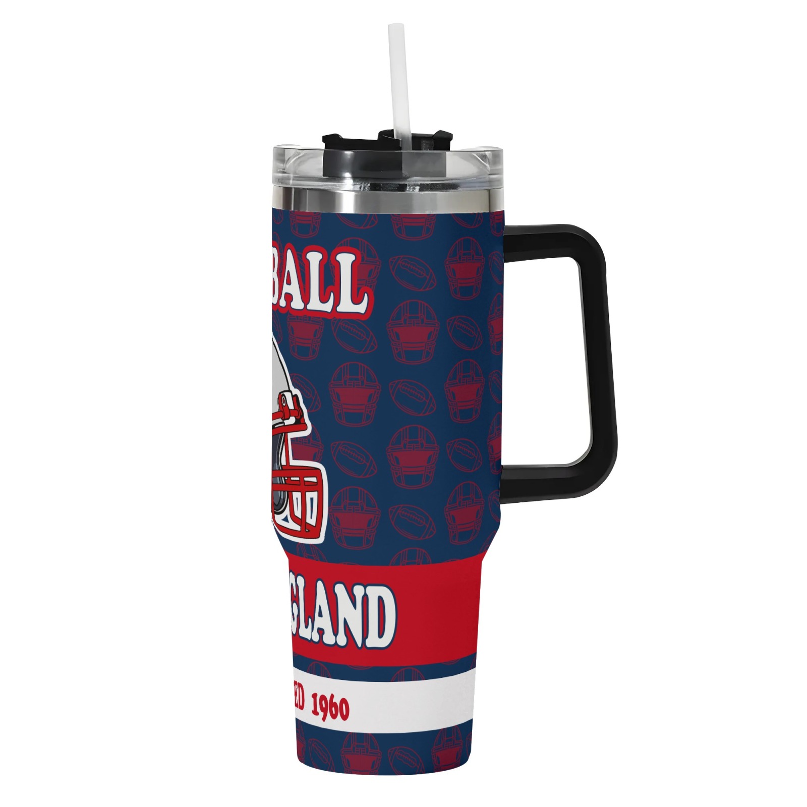 40oz New England Patriots Football Themed Stainless Steel Travel Tumbler