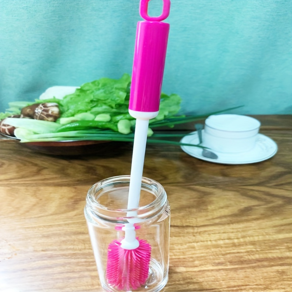 Silicone Cleaning Brush Long Handle - Multi Purpose Bottle Brush for Kitchen, Bathroom & Cup Scrubber