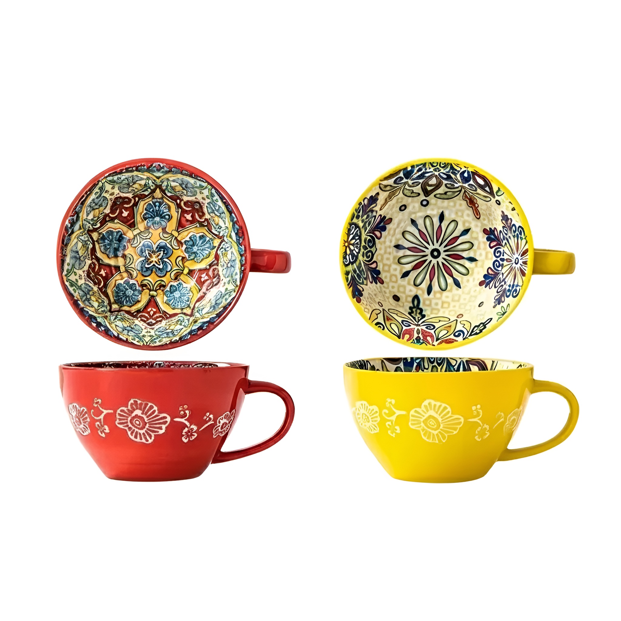 Bohemian Style Ceramic Cups 2 Piece Set