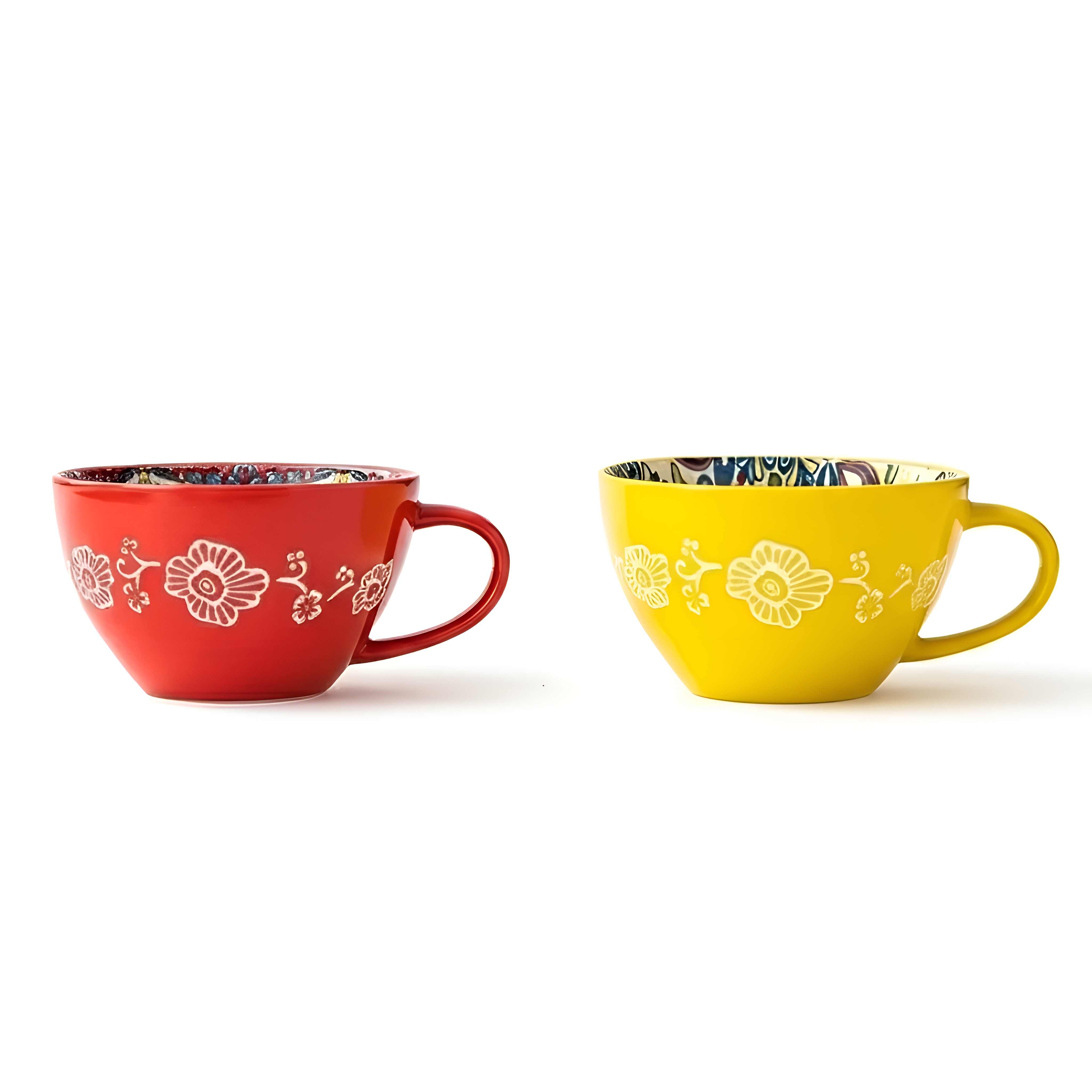 Bohemian Style Ceramic Cups 2 Piece Set