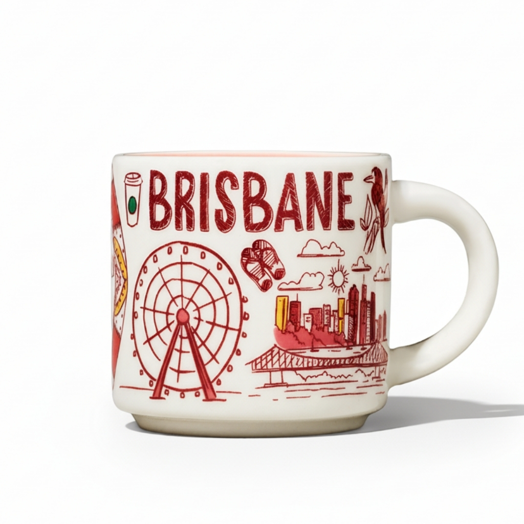 Brisbane Theme Illustrated Ceramic Travel Mug