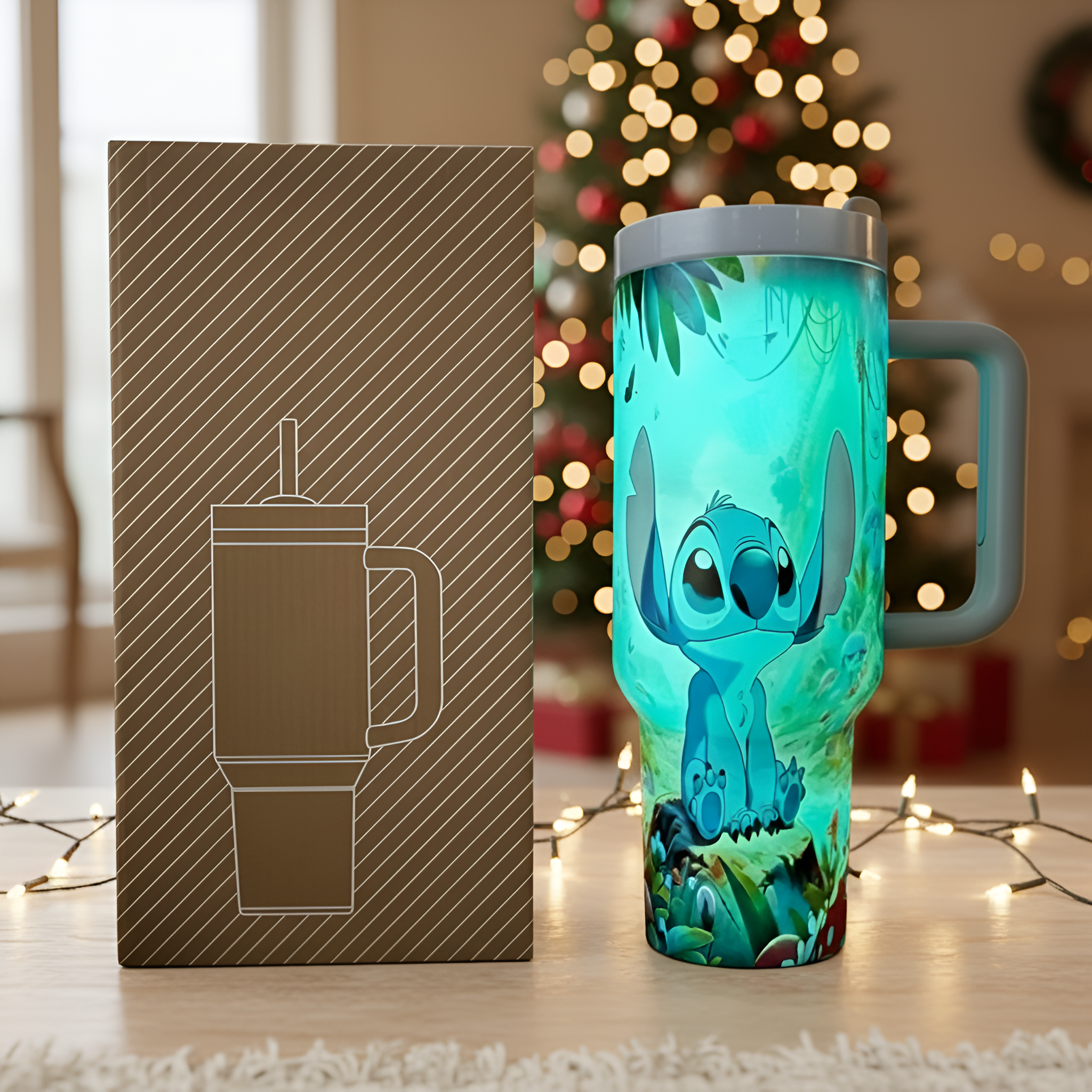 Cartoon Printed 40oz Drink Tumbler For Christmas Holiday Gift