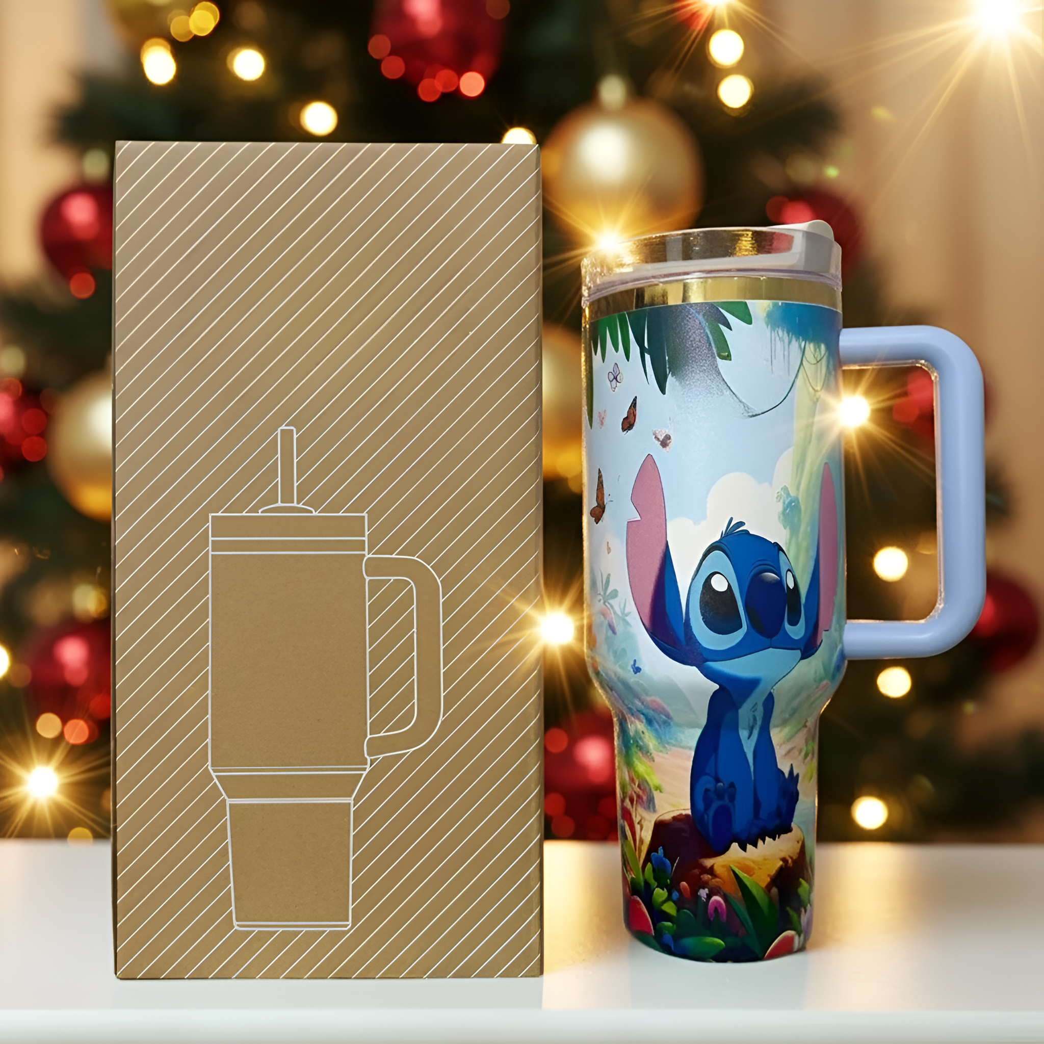 Cartoon Printed 40oz Drink Tumbler For Christmas Holiday Gift