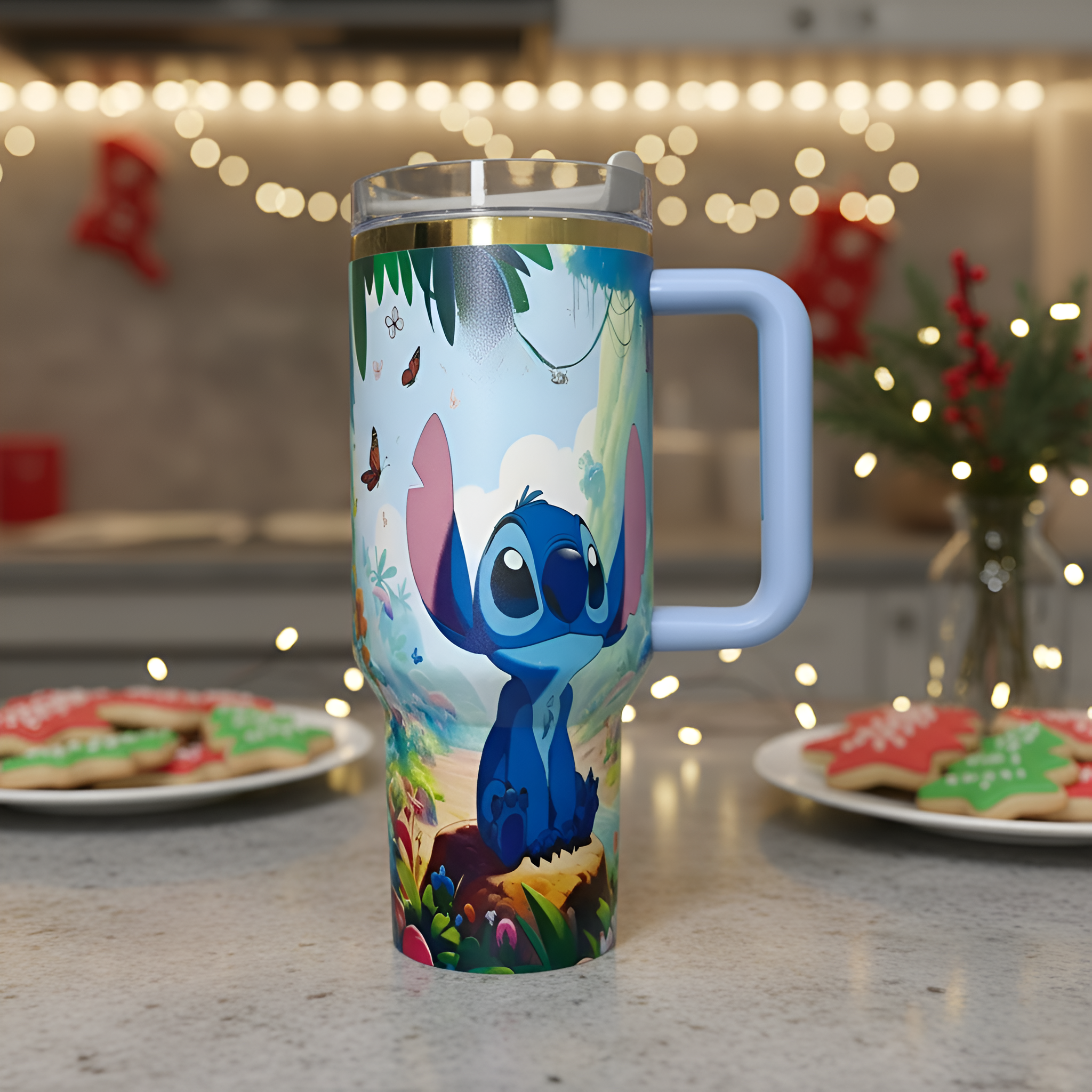 Cartoon Printed 40oz Drink Tumbler For Christmas Holiday Gift