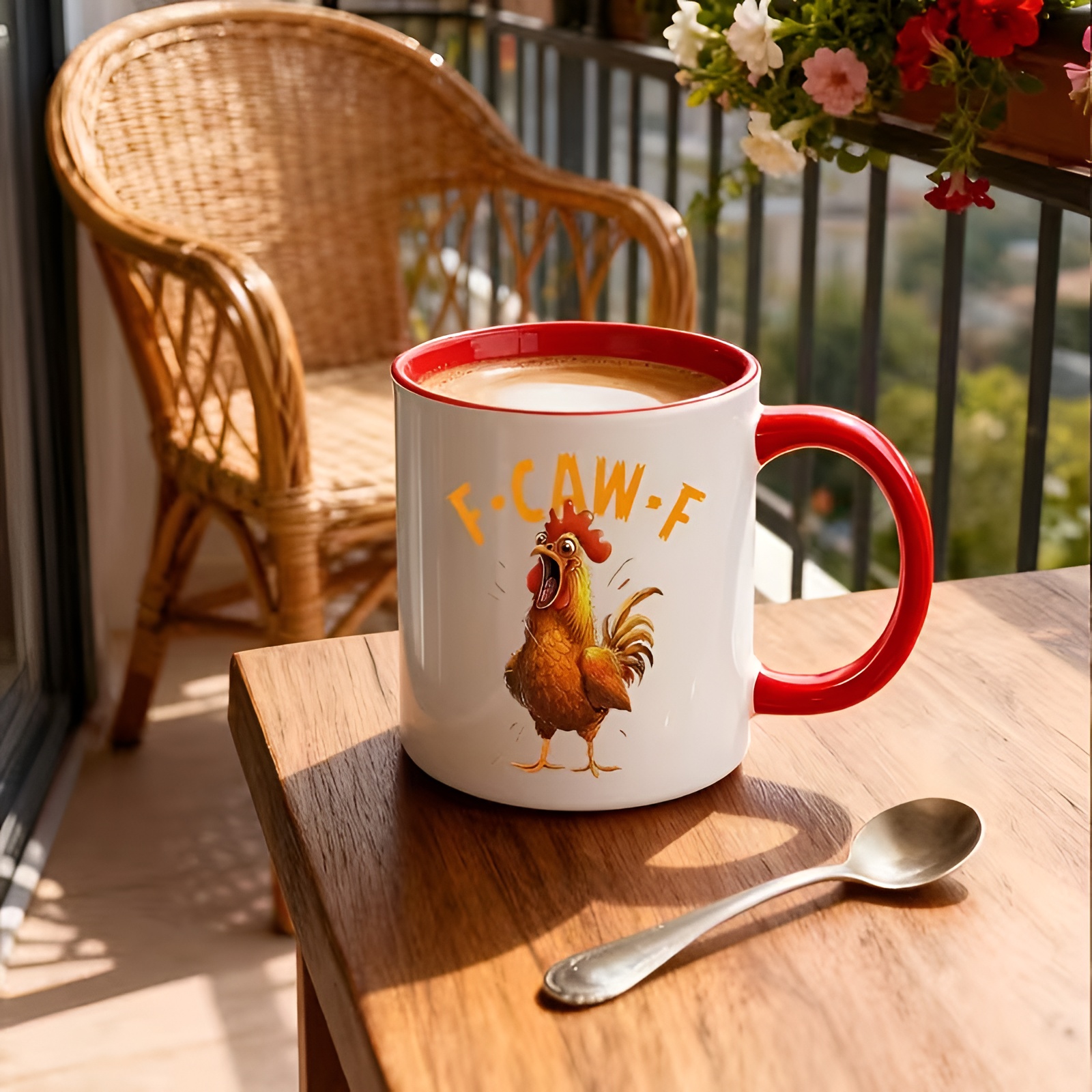 Cartoon Rooster Themed Ceramic Coffee Mug