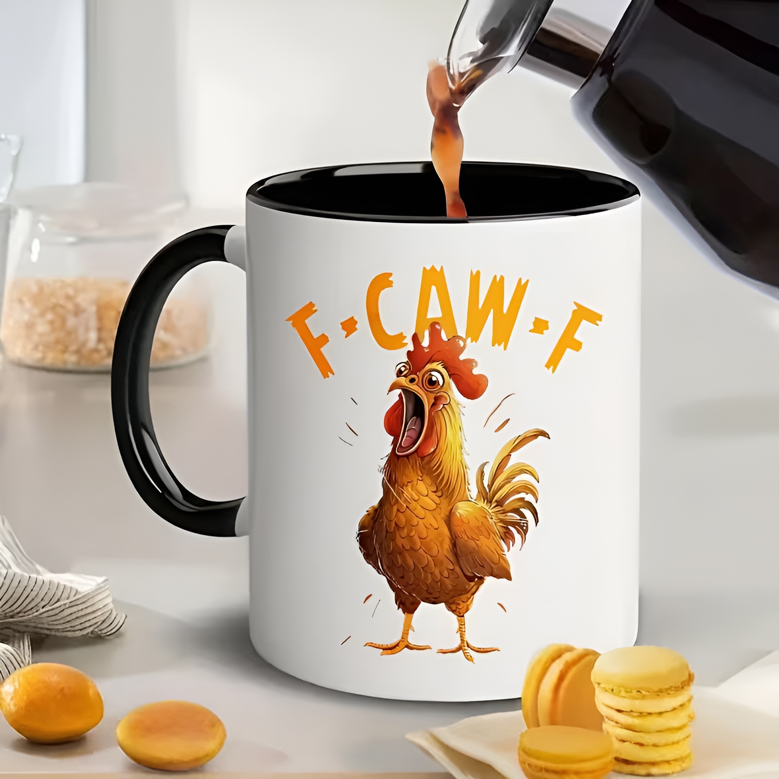 Cartoon Rooster Themed Ceramic Coffee Mug