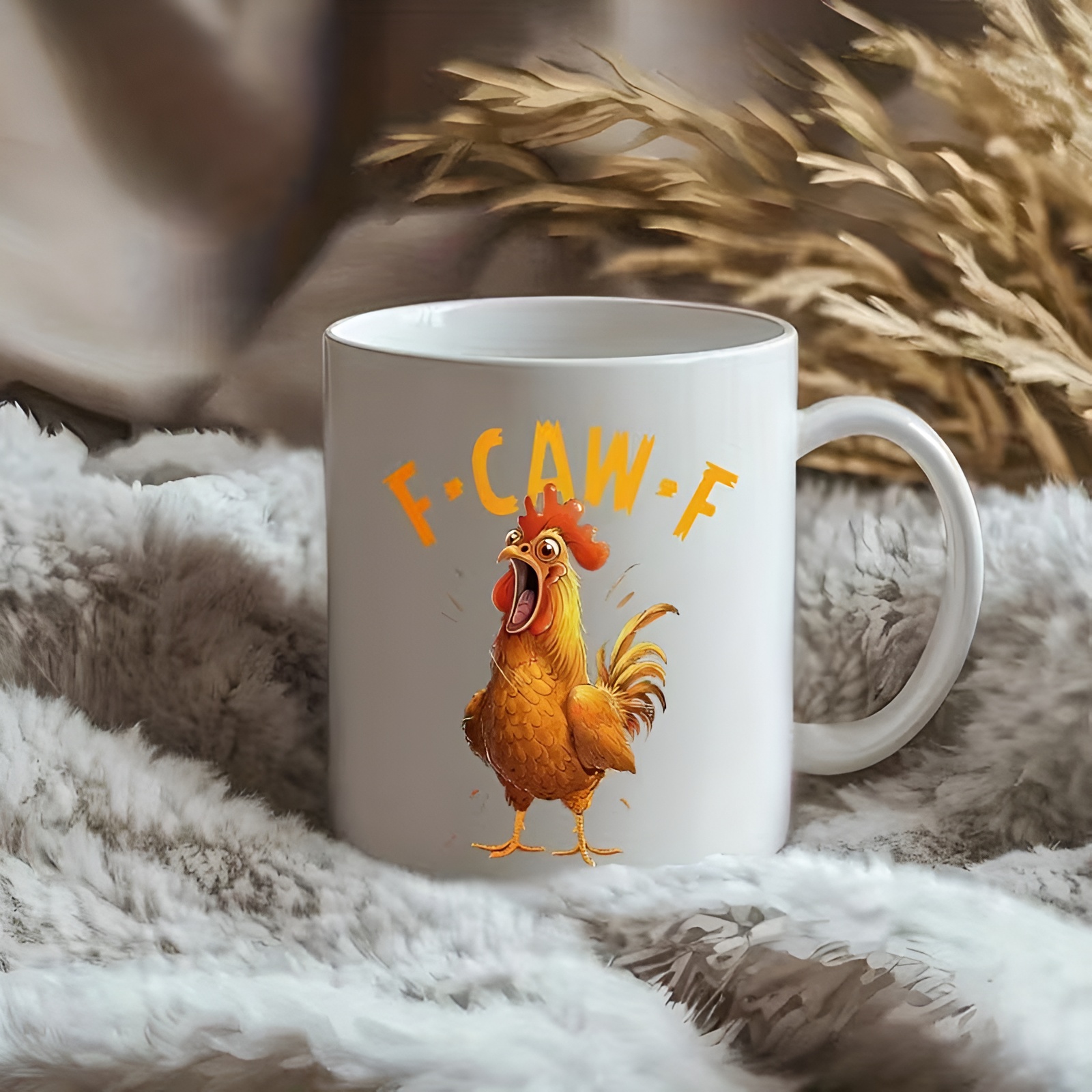 Cartoon Rooster Themed Ceramic Coffee Mug