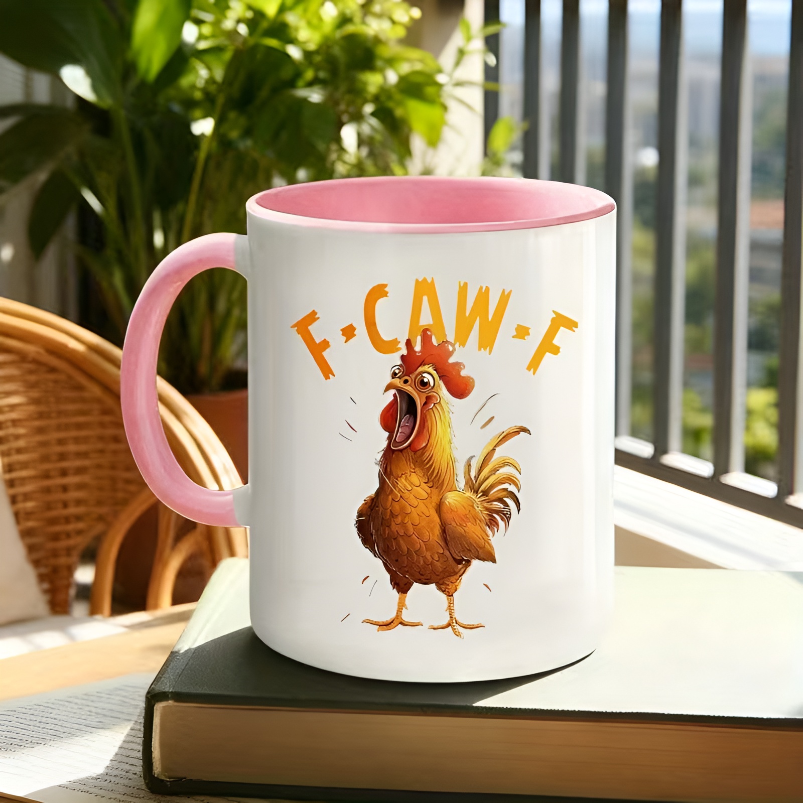 Cartoon Rooster Themed Ceramic Coffee Mug