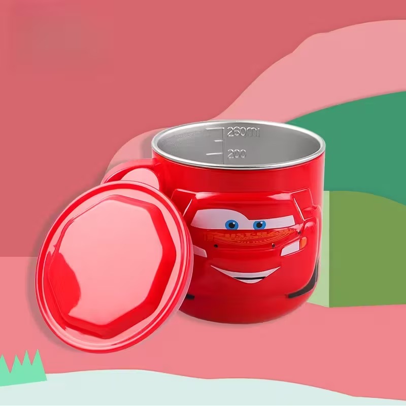 Cartoon Stainless Steel Mug With Lid Design