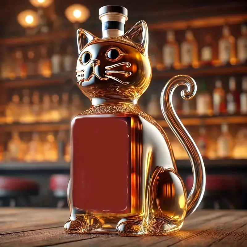 Cat Shaped Glass Wine And Whiskey Decanter