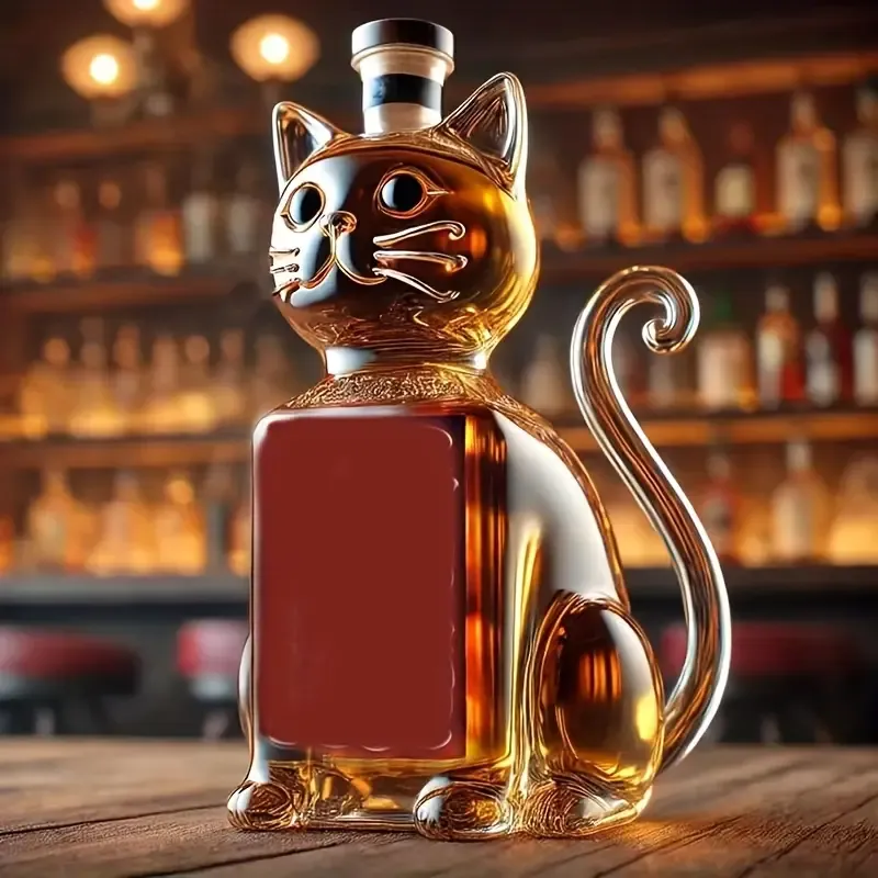 Cat Shaped Glass Wine And Whiskey Decanter