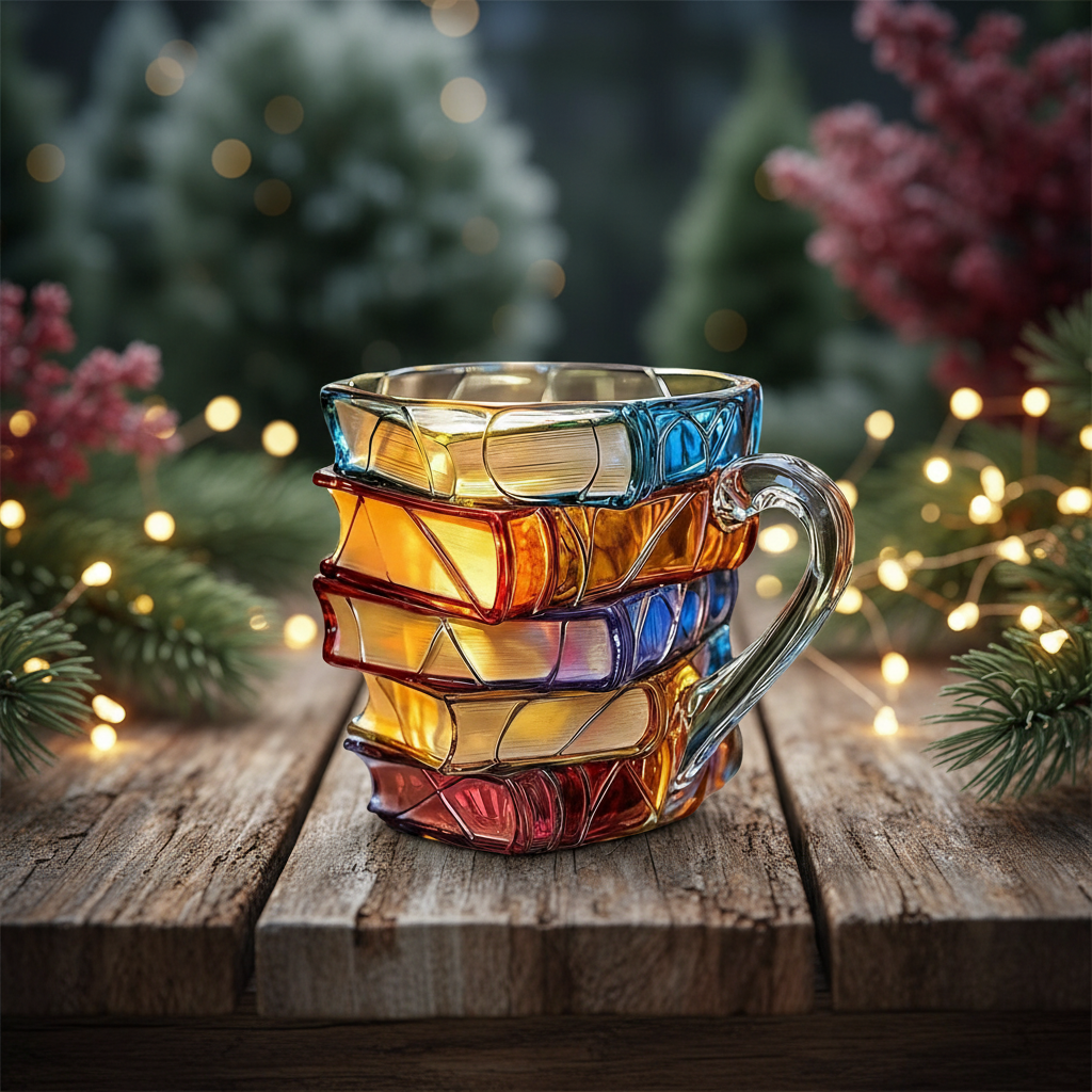 3D Pattern Book Mug For Christmas Gift And Holiday Events