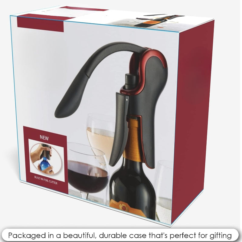 Compact Vertical Corkscrew - Easy Wine Bottle Opener with Foil Cutter