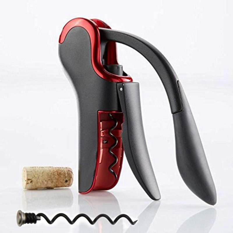 Compact Vertical Corkscrew - Easy Wine Bottle Opener with Foil Cutter