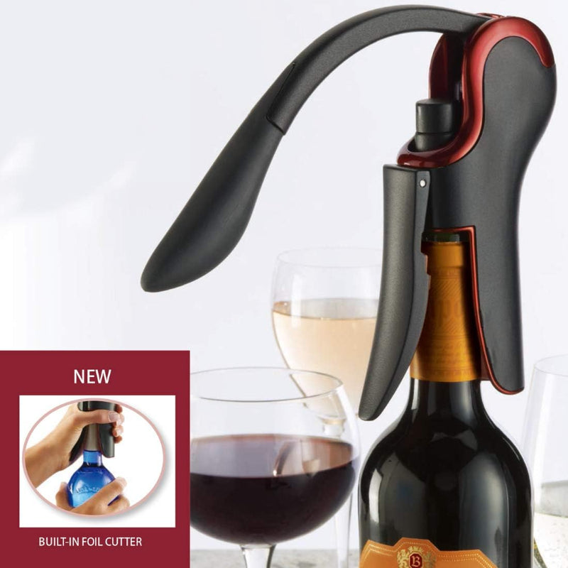 Compact Vertical Corkscrew - Easy Wine Bottle Opener with Foil Cutter