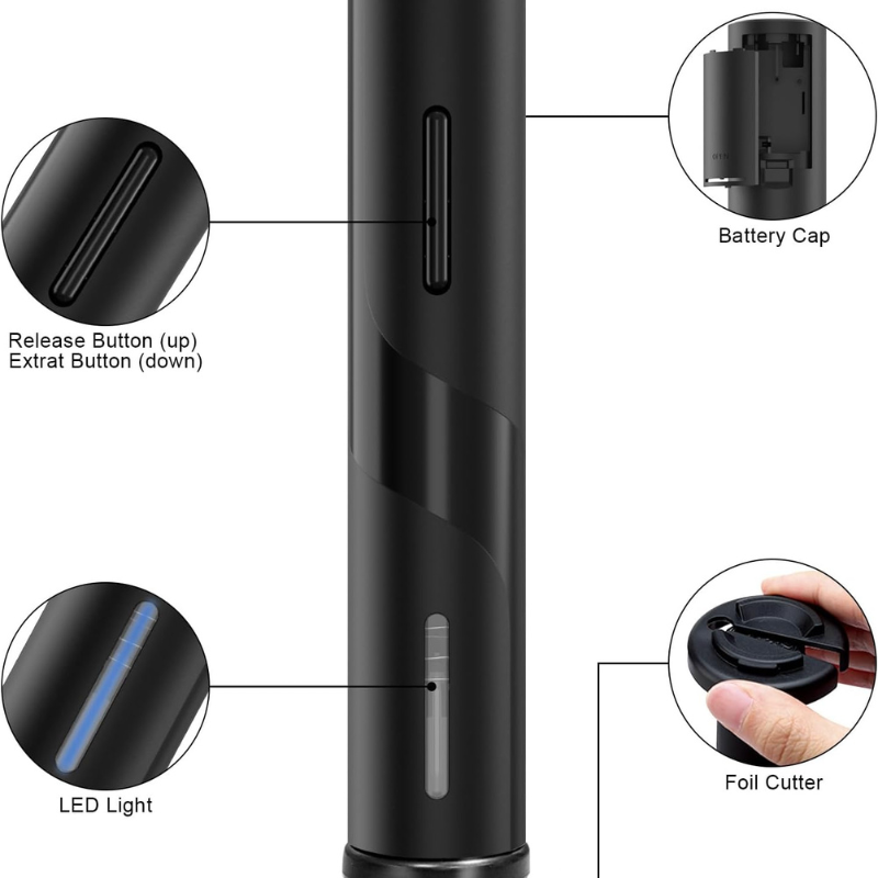 Cordless Automatic Electric Wine Opener For Effortless Uncorking
