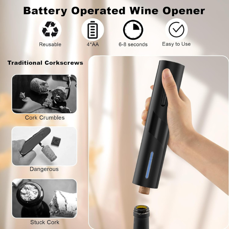 Cordless Automatic Electric Wine Opener For Effortless Uncorking-Wine and Whiskey Decanter