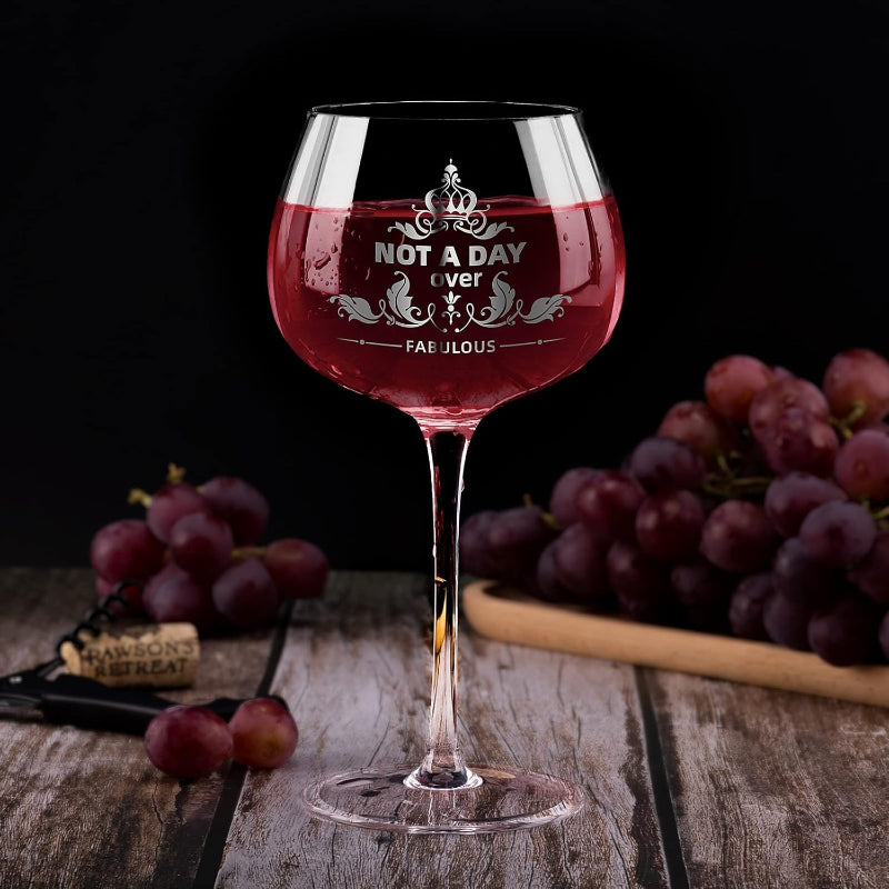 Crystal Wine Glass With Engraved Design And Gift Packaging