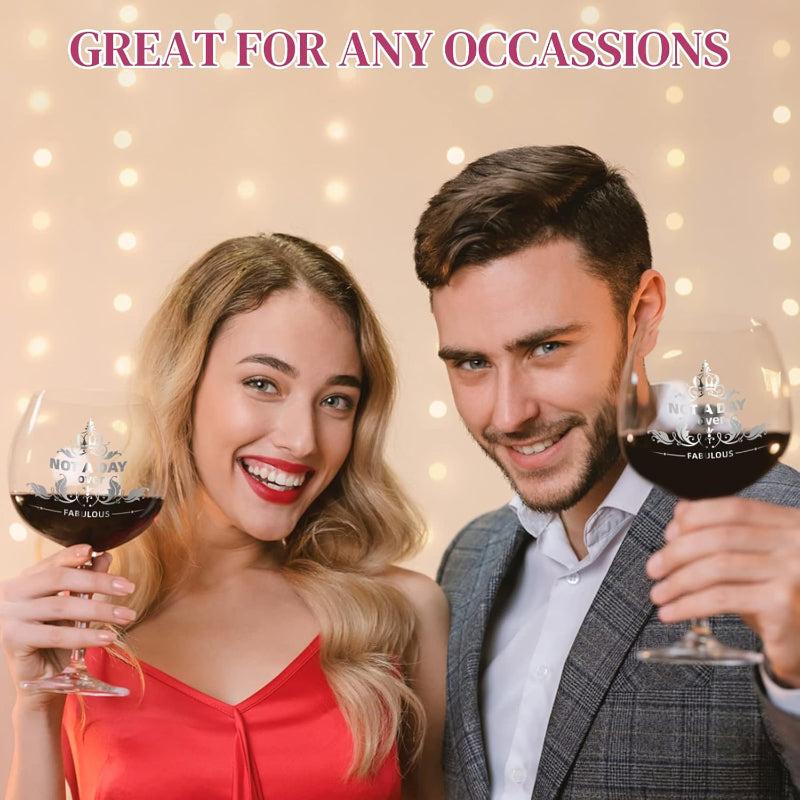 Crystal Wine Glass With Engraved Design And Gift Packaging