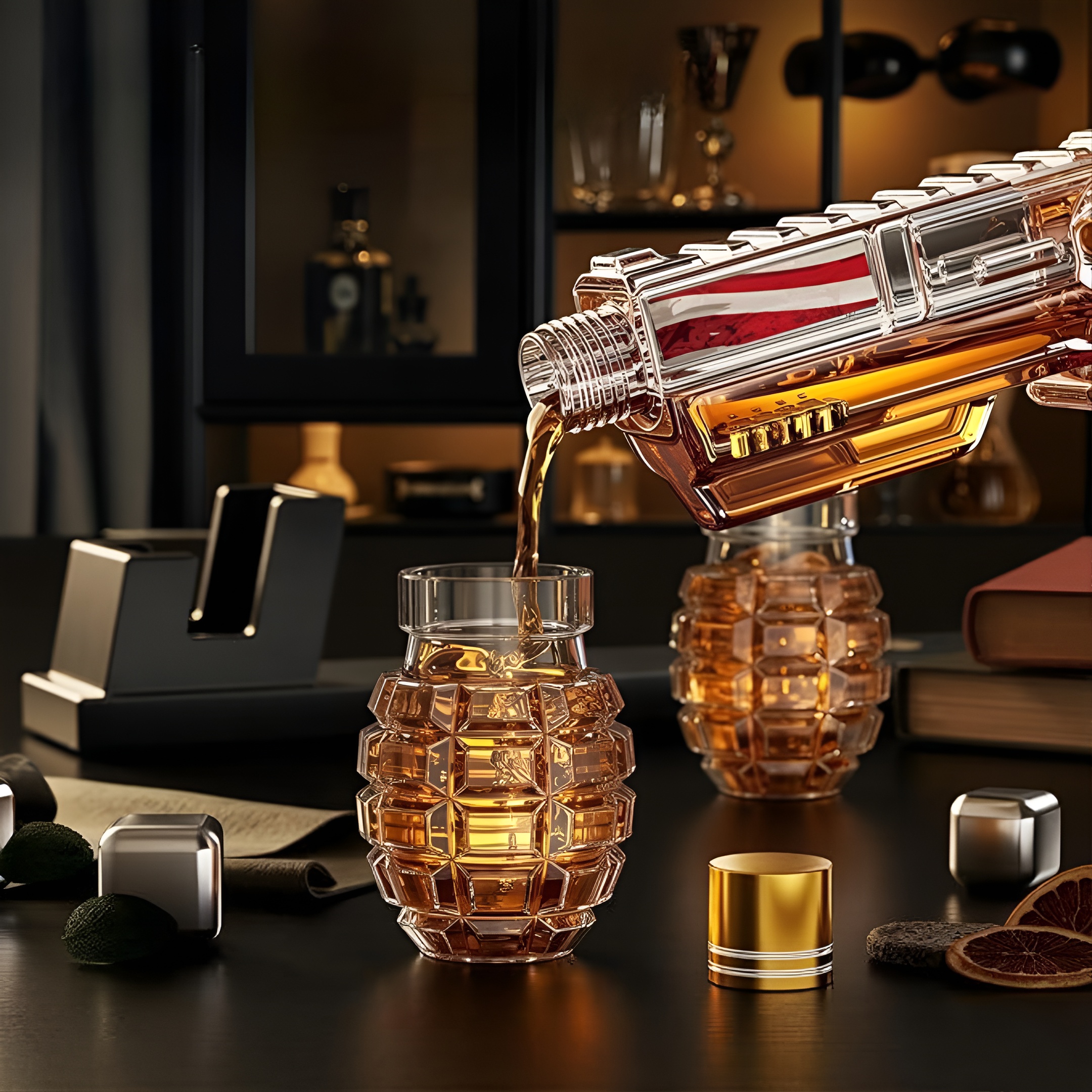 Decorative Flag Decanter Set With Glasses