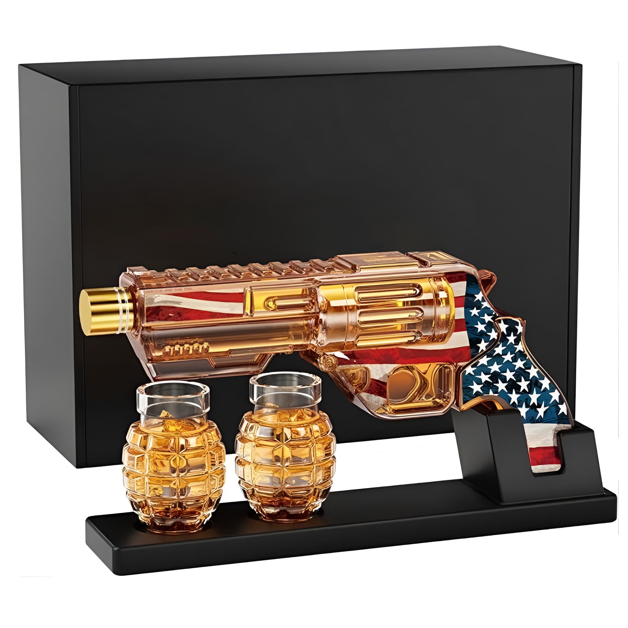 Decorative Flag Decanter Set With Glasses