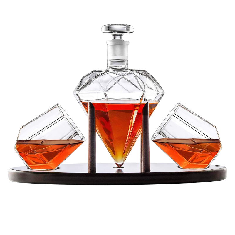 Diamond Whiskey Decanter Set with Glasses Modern Barware-Wine and Whiskey Decanter