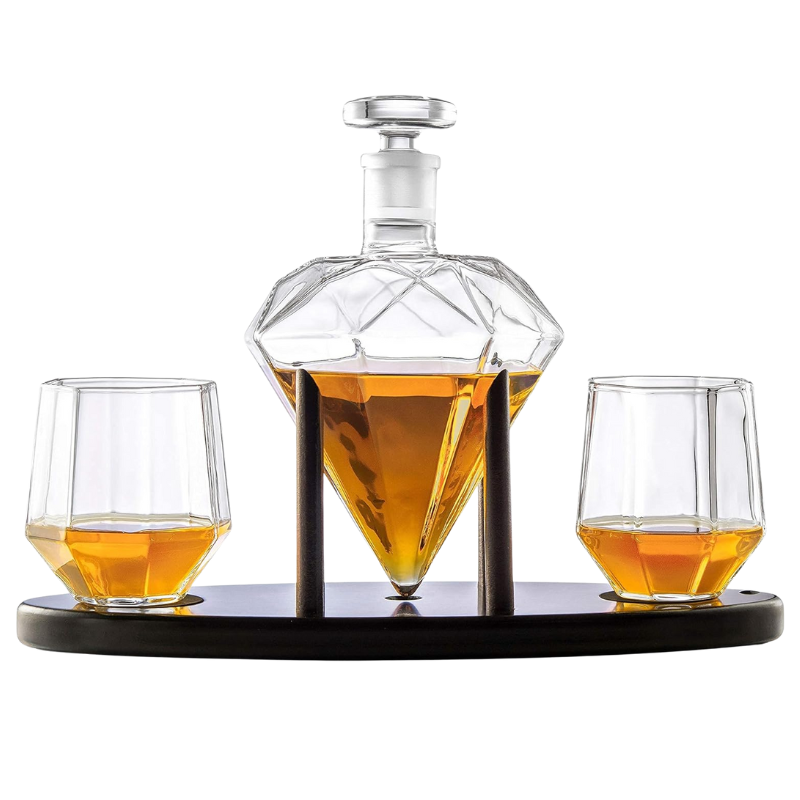 Diamond Whiskey Decanter Set with Glasses Modern Barware