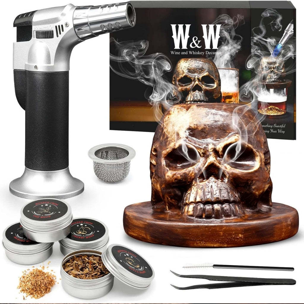 Drink Smoker Kit With Ceramic Lid-Wine and Whiskey Decanter