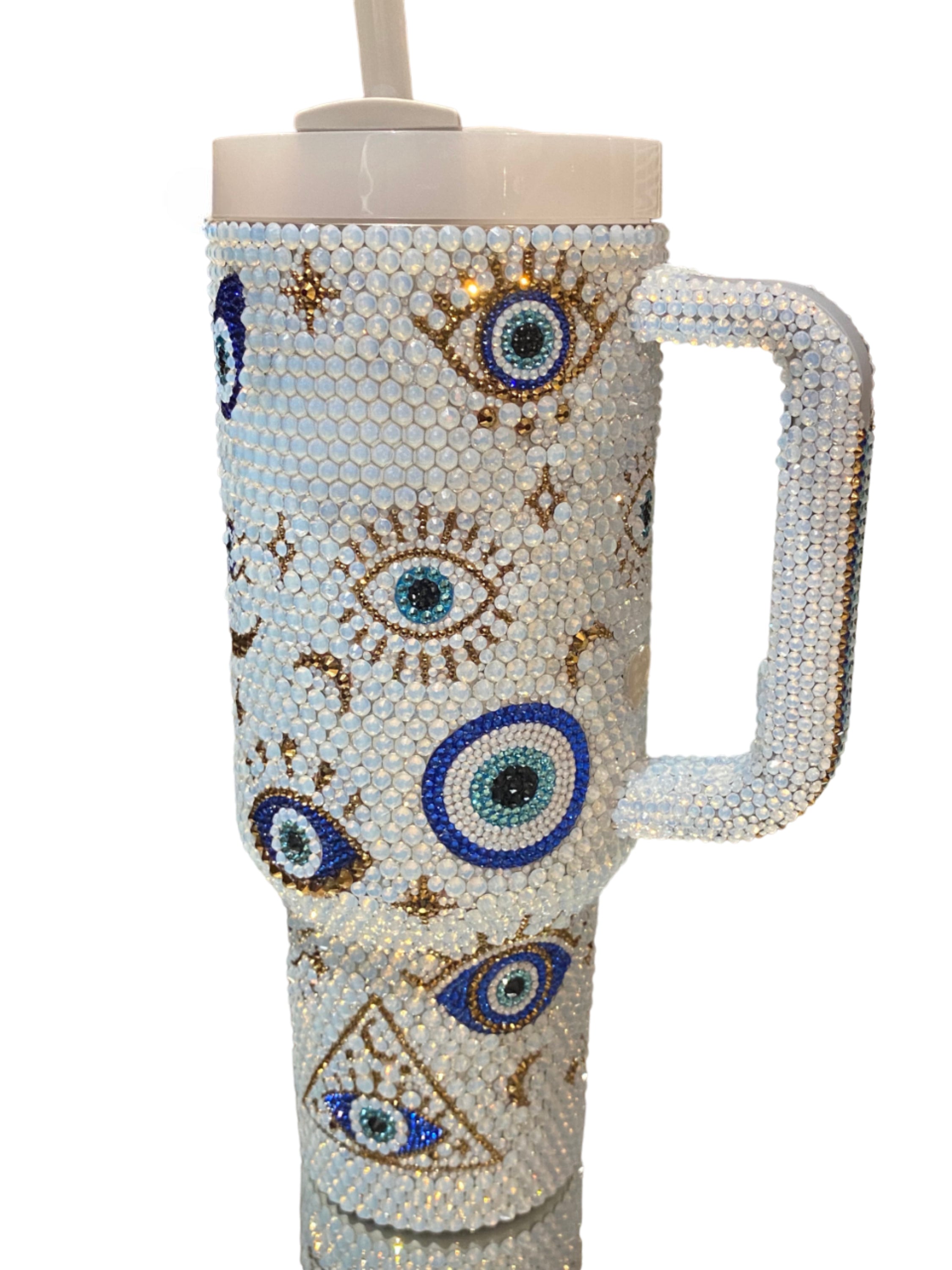 40 Oz Opal Crystal Embellished Tumbler With Handle-Wine and Whiskey Decanter