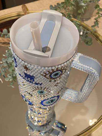 40Oz Opal Evil Eye Bling Tumbler-Wine and Whiskey Decanter