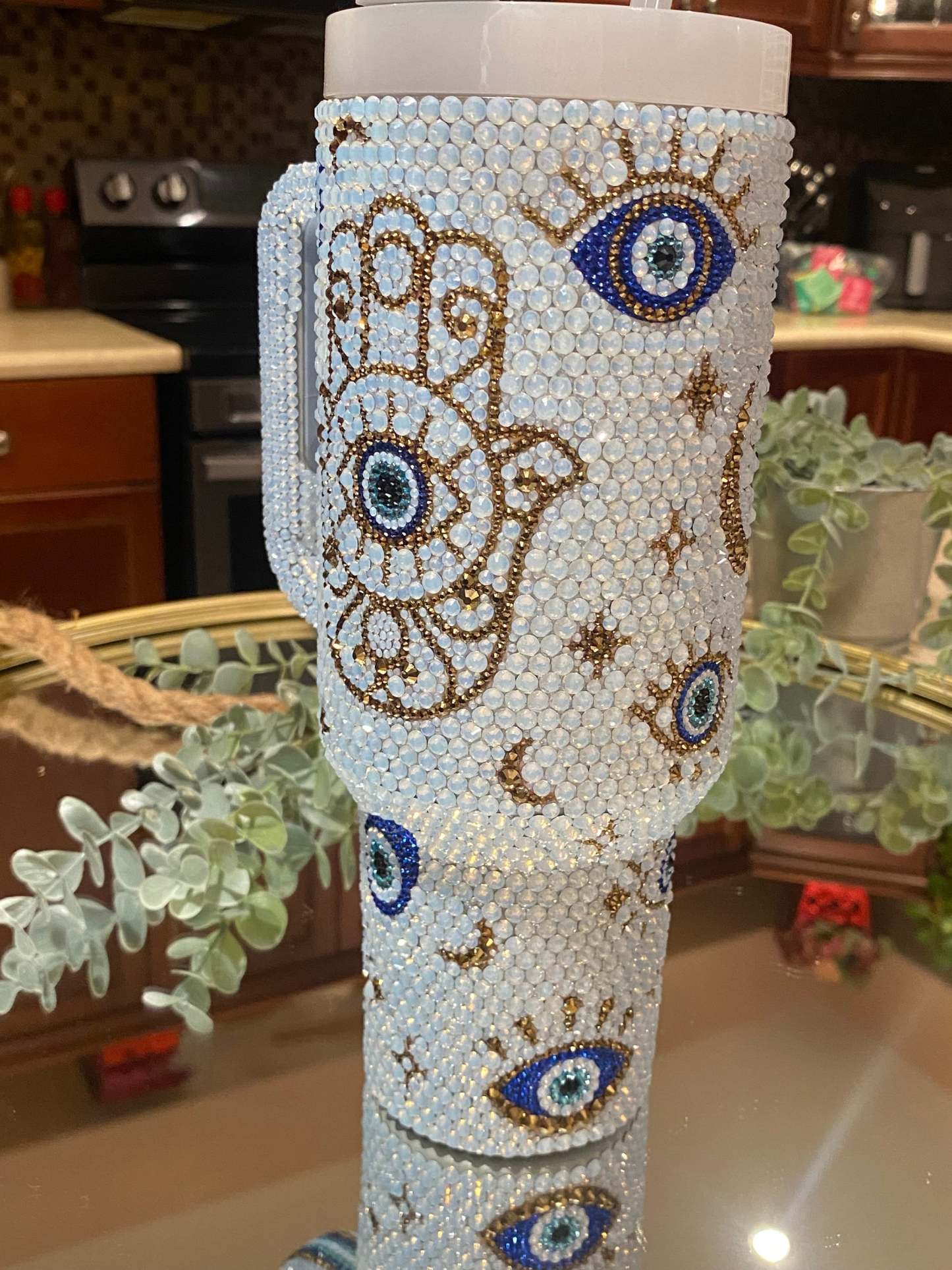 40Oz Opal Evil Eye Bling Tumbler-Wine and Whiskey Decanter