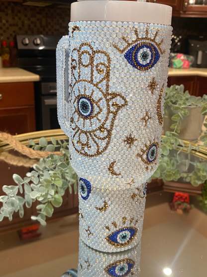 40Oz Opal Evil Eye Bling Tumbler-Wine and Whiskey Decanter