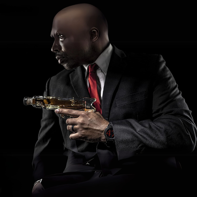 Flag Pistol Whiskey Decanter Set With Bullet Glasses