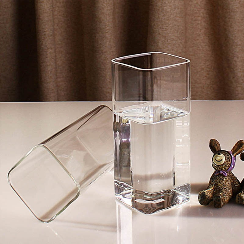 Square Plain Glass Cup-Wine and Whiskey Decanter