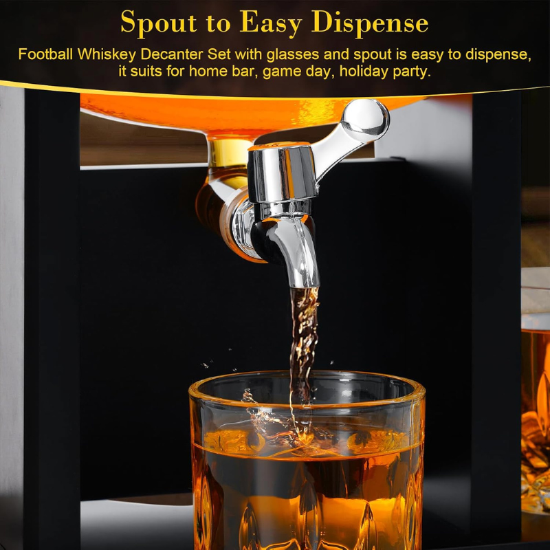 Football Whiskey Decanter Set Sports Barware Gift-Wine and Whiskey Decanter