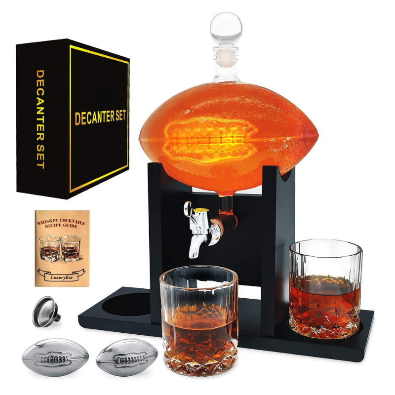 Football Whiskey Decanter Set Game Day Bar Essential